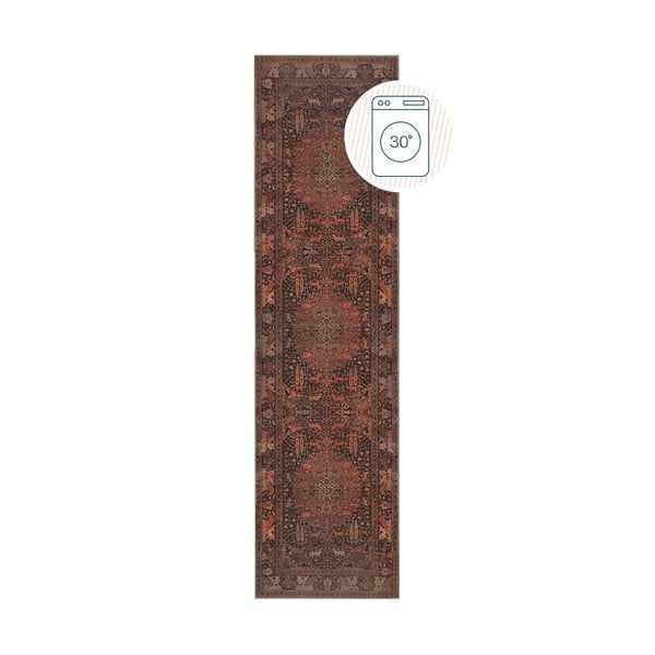 Vínový pratelný běhoun 60x230 cm Nico Global – Flair Rugs