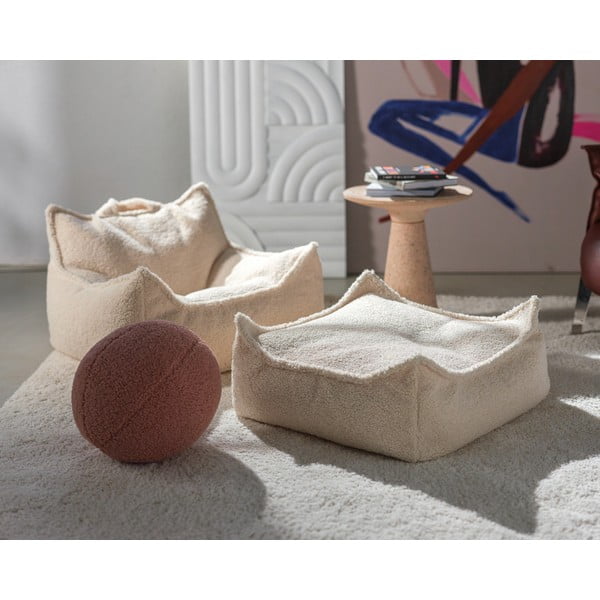 Krémový dětský sedací vak z textilie bouclé Square – Wigiwama-image-3