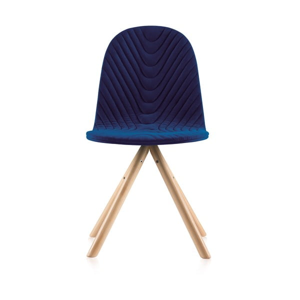 Tmavě modrá židle s přírodními nohami Iker Mannequin Wave