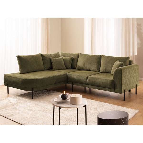 Zelená žinylková rohová pohovka (levý roh/do L) Mauris  – Ropez-image-4