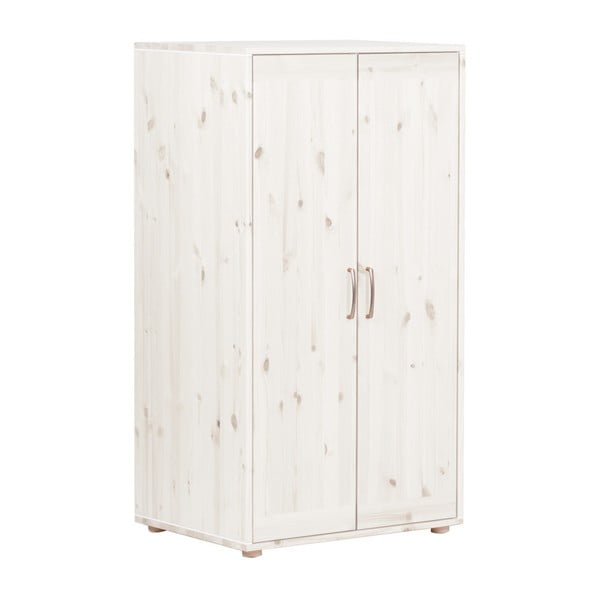 Bílá dětská šatní skříň z borovicového dřeva Flexa Classic, výška 133 cm