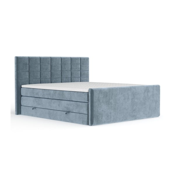 Modrá boxspring postel s úložným prostorem 200x200 cm Ava – Maison de Rêve
