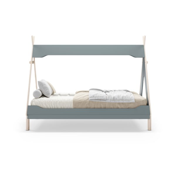 Domečková dětská postel z borovicového dřeva v petrolejové barvě 90x190 cm Nora – Marckeric-image-4