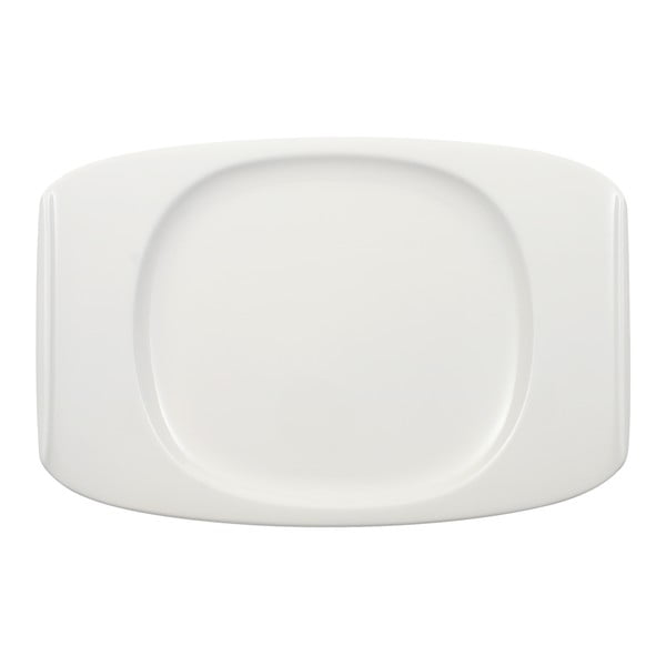 Bílý hranatý talíř z porcelánu Villeroy & Boch Urban Nature, 32 x 21,5 cm