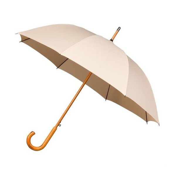 Béžový větruodolný deštník s dřevěným madlem Ambiance Wooden, ⌀ 102 cm