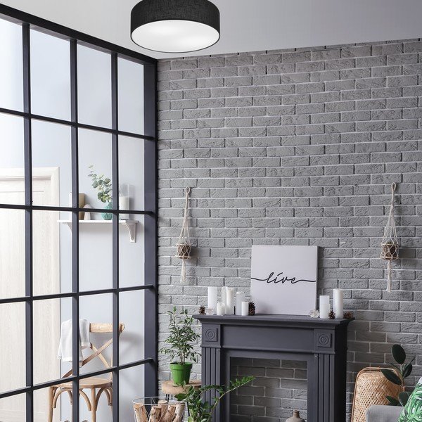 Černé stropní svítidlo s textilním stínidlem ø 45 cm Vivian – LAMKUR-image-1