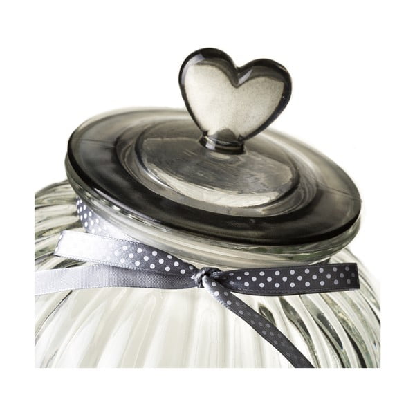 Skleněná dóza s víčkem ve stříbrné barvě Unimasa Heart, 5,4 l-image-1