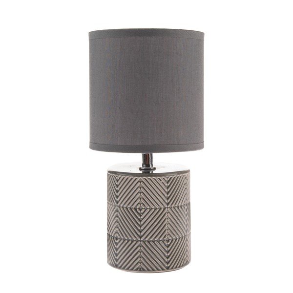 Šedá stolní lampa s textilním stínidlem (výška 27 cm) – Dakls
