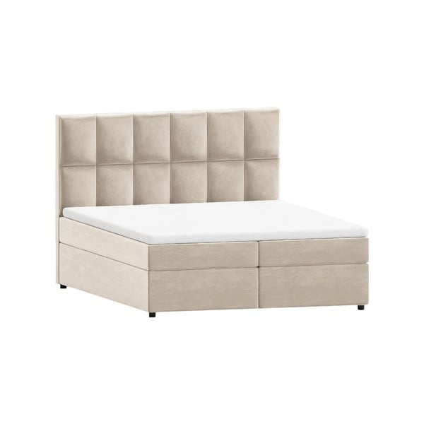 Béžová boxspring postel s úložným prostorem 180x200 cm Flip – Ropez