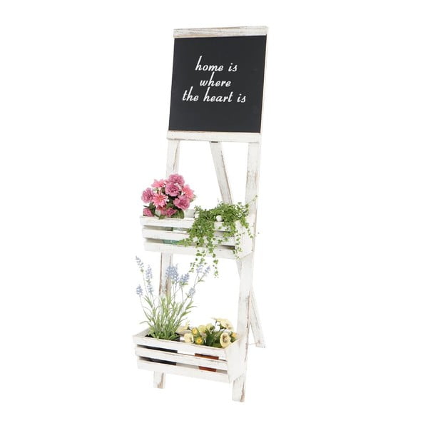 Bílý dřevěný stojan na květiny s cedulí Mendler Shabby Chic