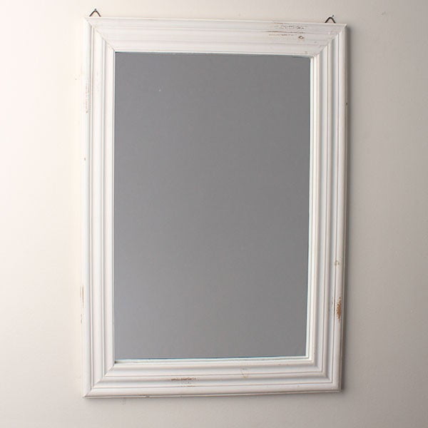 Zrcadlo v bílém dřevěném rámu, 56 x 76 cm