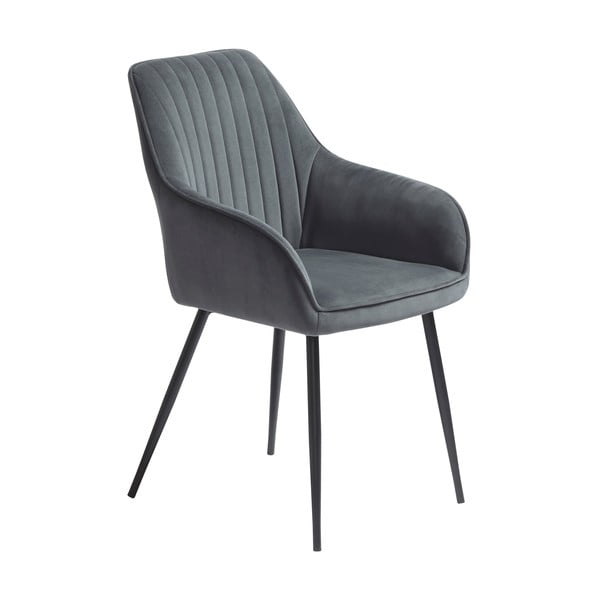 Šedá čalouněná jídelní křesla v sadě 2 ks s područkami Nolan Stripe – Unique Furniture