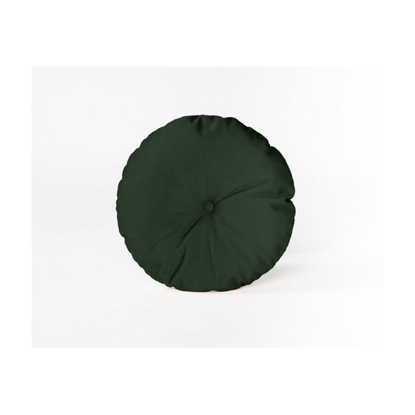 Kulatý dekorativní polštář se sametovým potahem Velvet Atelier Dark Green, ⌀ 35 cm