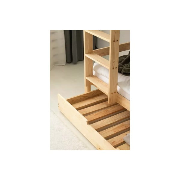 Patrová dětská postel s výsuvným lůžkem s úložným prostorem s roštem v přírodní barvě 80x160 cm CLPBN – Adeko-image-3