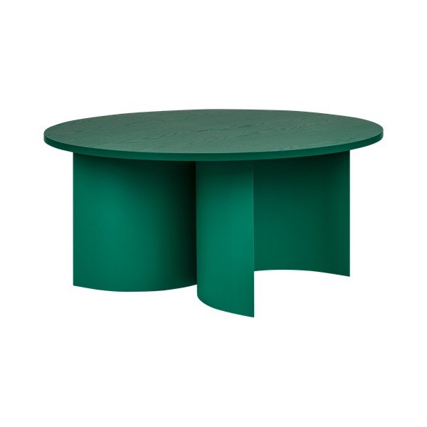 Zelený kulatý konferenční stolek s deskou v dekoru jasanového dřeva ø 95 cm Gavo – noo.ma