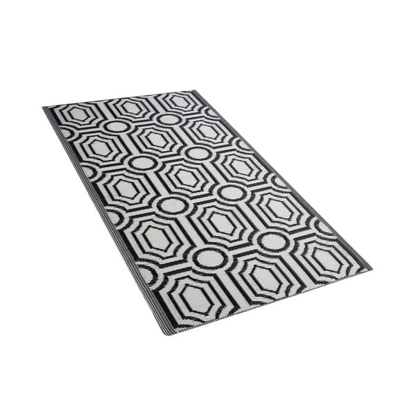 Černo-bílý venkovní koberec Monobeli Mismo, 90 x 180 cm