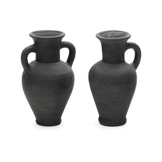 Matně černé terakotové ručně vyrobené vázy v sadě 2 ks (výška 25,5 cm) Tefare – Kave Home