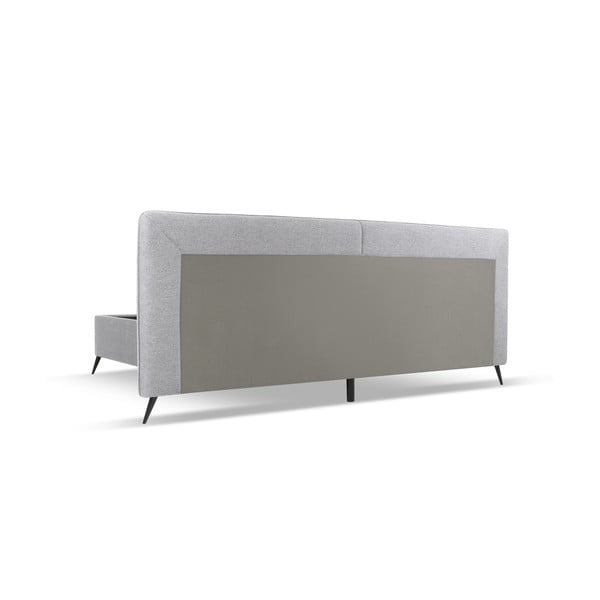 Šedá čalouněná dvoulůžková postel s úložným prostorem a roštem 180x200 cm Walter – Milo Casa-image-3