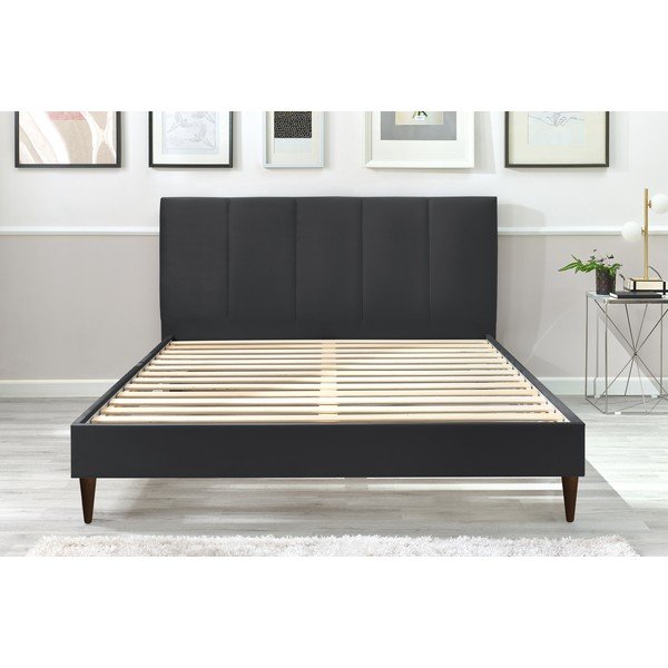 Antracitová čalouněná dvoulůžková postel s roštem 160x200 cm Vivara – Bobochic Paris-image-1