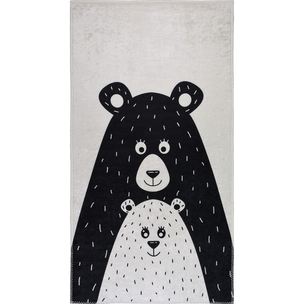 Černobílý pratelný dětský koberec 160x230 cm Bear Family – Vitaus