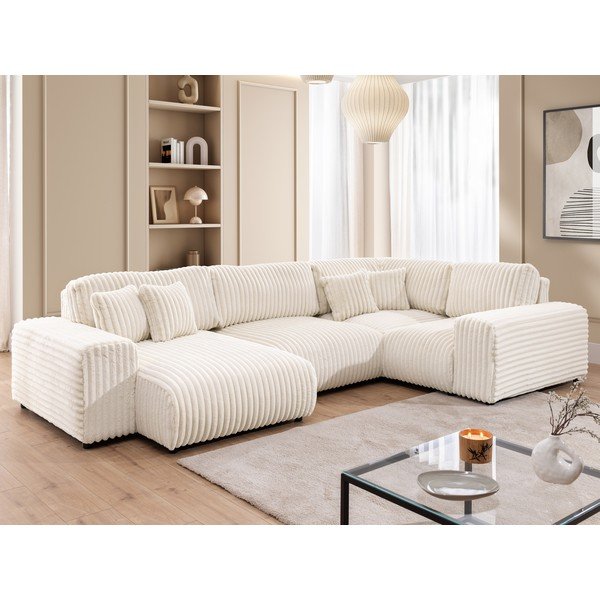 Krémová manšestrová rohová pohovka (pravý roh/do "U") Justin – Ropez-image-4