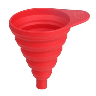 Červený silikonový skládací trychtýř Dr. Oetker Flexxibel Love, otvor ø 1 cm