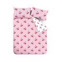 Bílé/růžové povlečení na dvoulůžko/prodloužené 230x220 cm Disco Cherries Stripes – Catherine Lansfield