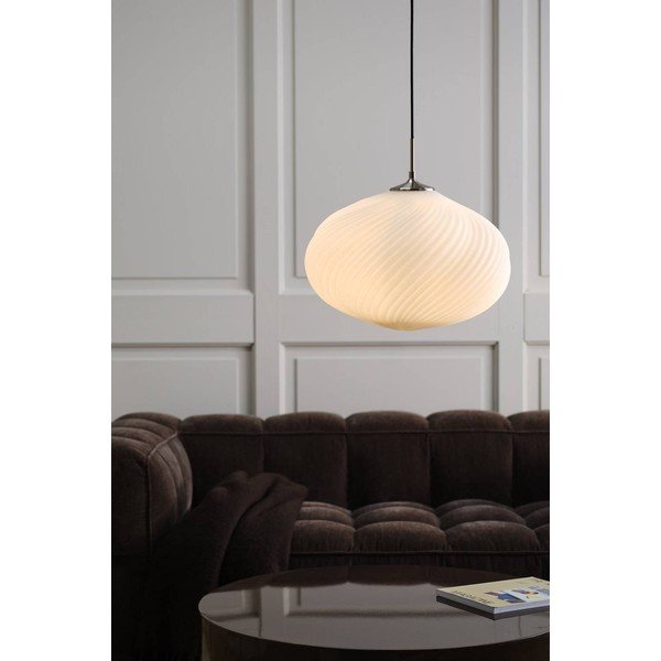 Bílé/ve stříbrné barvě stmívatelné závěsné svítidlo z opálového skla ø 50 cm Meringue – Jotex-image-1