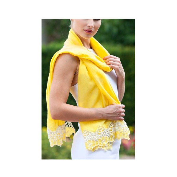 Šátek s příměsí hedvábí Shirin Sehan Florentine Lemon-image-1
