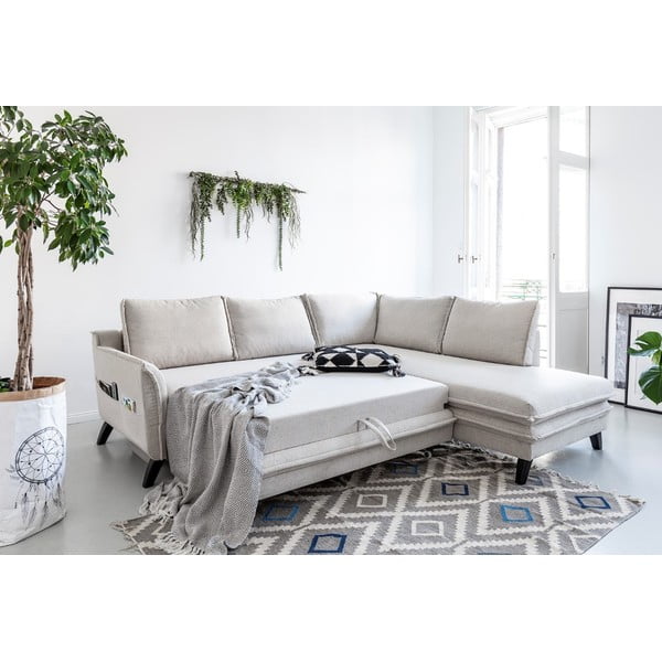 Světle béžová rozkládací rohová pohovka Miuform Charming Charlie L, pravý roh-image-4