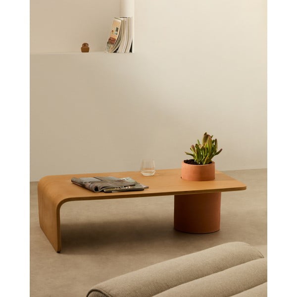 Kulatý konferenční stolek v dekoru jasanu v přírodní barvě 60x110 cm Olaria – Kave Home-image-1