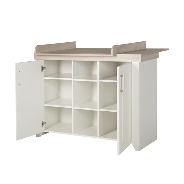 Bílá nízká dětská komoda v dekoru jilmu s přebalovacím pultem 120x98 cm Felicia – Roba-image-4