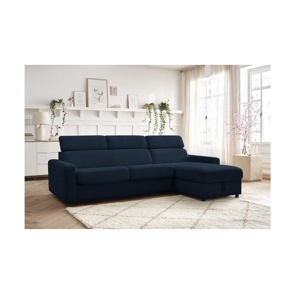 Tmavě modrá rozkládací rohová pohovka (variabilní) Monaco – Bobochic Paris-image-1