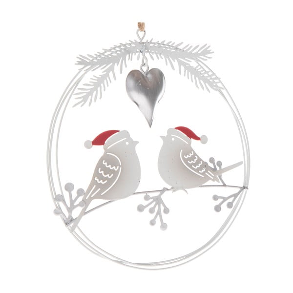 Závěsná kovová dekorace s motivem ptáčků Dakls, výška 16 cm