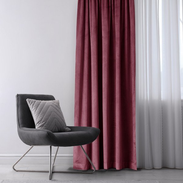 Vínový/růžový sametový dimout závěs 140x270 cm Eyelets – Restilo-image-1