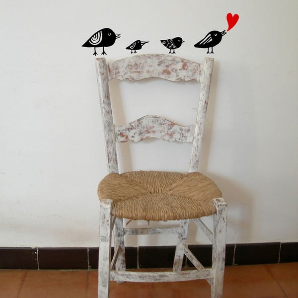 Samolepka Heart birds, 28x31 cm