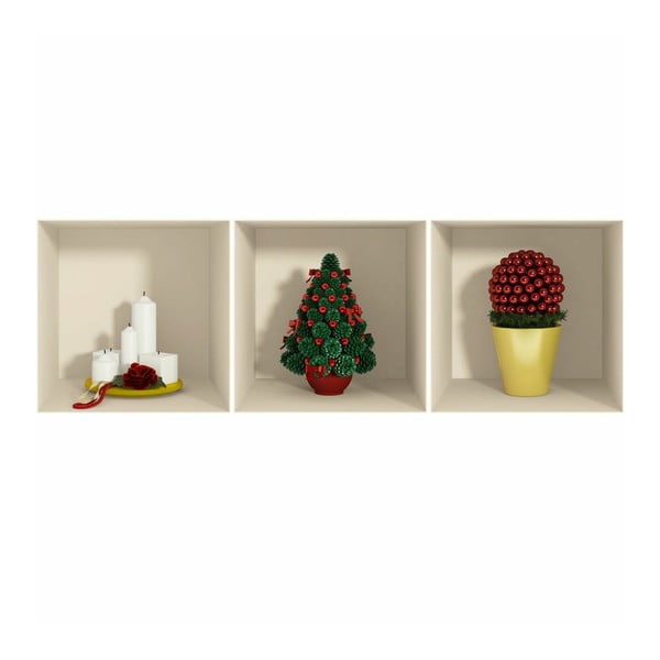 Sada 3 samolepek s 3D efektem Ambiance Candles and Christmas Tree-image-1
