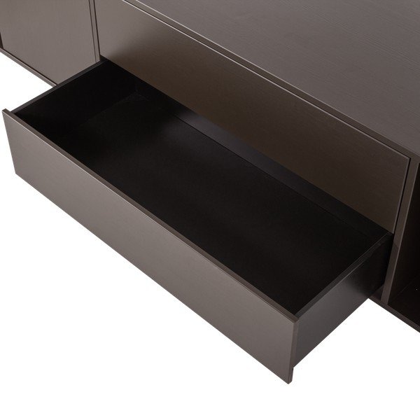 Tmavě hnědý TV stolek z borovicového dřeva 200x45x44 cm Settle Down – vtwonen-image-4