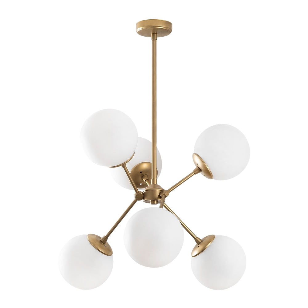 Závěsné svítidlo v bílo-zlaté barvě se skleněným stínidlem ø 55 cm Gondol – Opviq lights