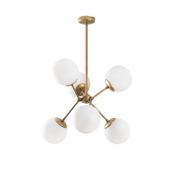 Závěsné svítidlo v bílo-zlaté barvě se skleněným stínidlem ø 55 cm Gondol – Opviq lights