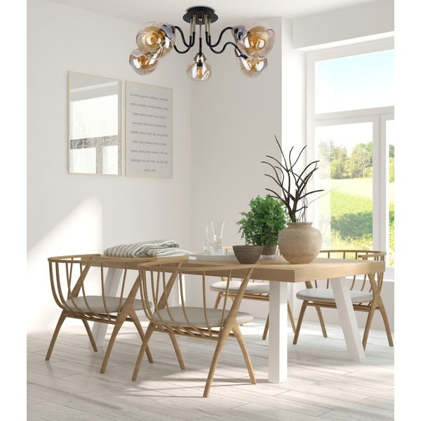 Stropní svítidlo se skleněným stínidlem v černo-zlaté barvě Unica – Candellux Lighting-image-1
