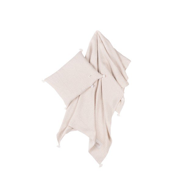 Krémová mušelínová dětská deka a polštář v sadě 100x130 cm Muslin Linen – Malomi Kids