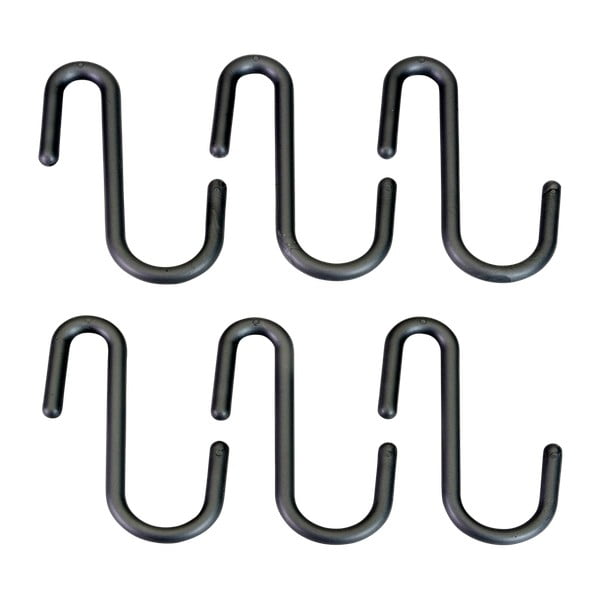 Černé/šedé závěsné plastové háčky v sadě 6 ks City – Metaltex-image-1