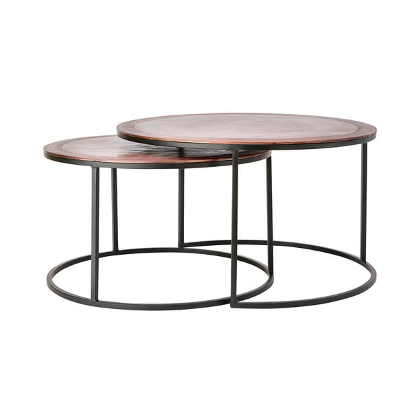 Kovové kulaté konferenční stolky v měděné barvě v sadě 2 ks ø 75 cm Talca – Light & Living