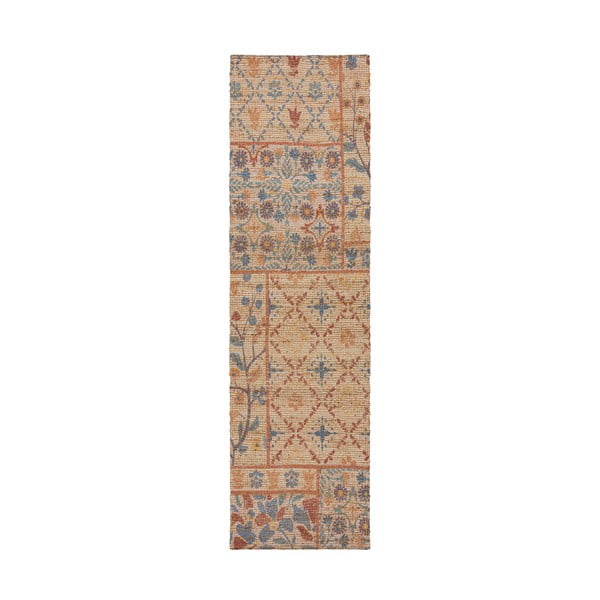Ručně tkaný běhoun s příměsí juty v přírodní barvě 60x230 cm Taylor Patchwork – Flair Rugs