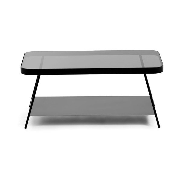 Černý konferenční stolek se skleněnou deskou 45x90 cm Duilia – Kave Home-image-3