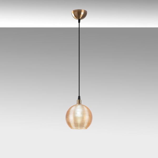 Závěsné svítidlo v okrově žluté a zlaté barvě se skleněným stínidlem ø 15 cm Muzo – Opviq lights-image-3