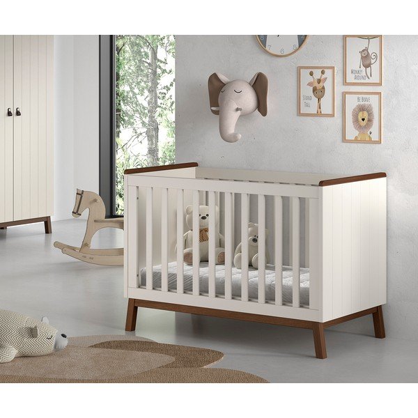 Béžová postýlka z borovicového dřeva s nastavitelnou výškou 60x120 cm Sezane – Vipack-image-1