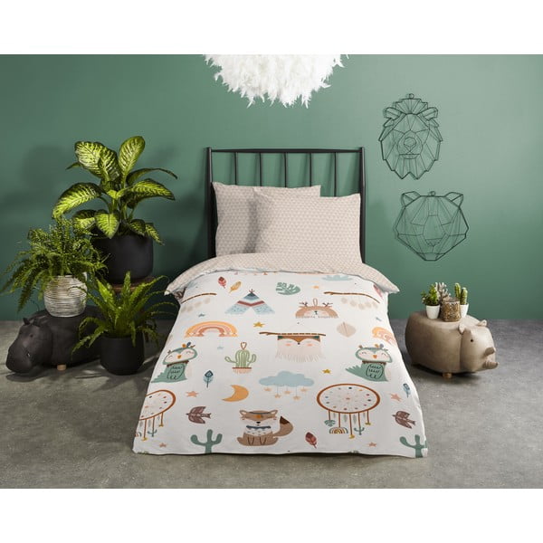 Béžové bavlněné dětské povlečení na jednolůžko 140x200 cm Remi – Good Morning-image-1