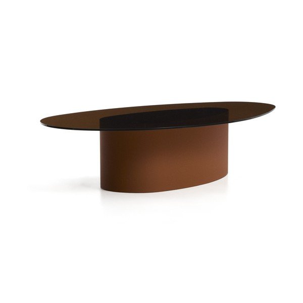 Hnědý konferenční stolek se skleněnou deskou 81x140 cm Olir – Kave Home